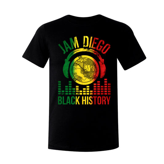 Black with "Jam Diego Black History" Design T-Shirt