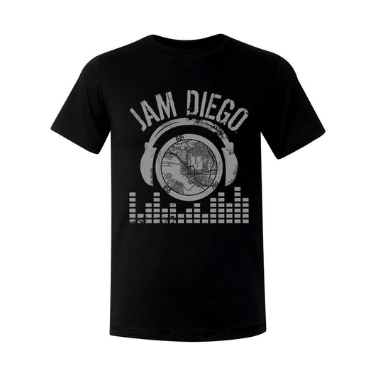 Black with Washed Out "Jam Diego" Design T-Shirt