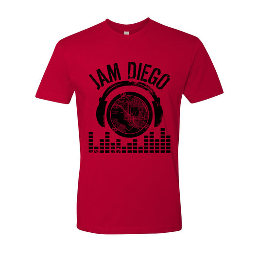 Red with Black "Jam Diego" Design T-Shirt