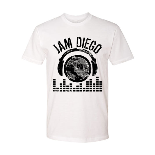 White with Black "Jam Diego" Design T-Shirt