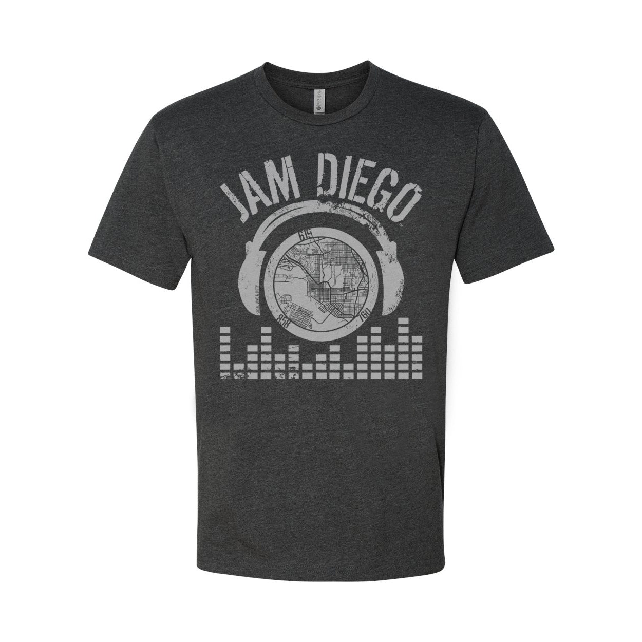 Charcoal Gray with Washed Out "Jam Diego" Design T-Shirt